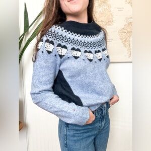 Tommy Hilfiger Black and Blue Heart Patterned Sweater